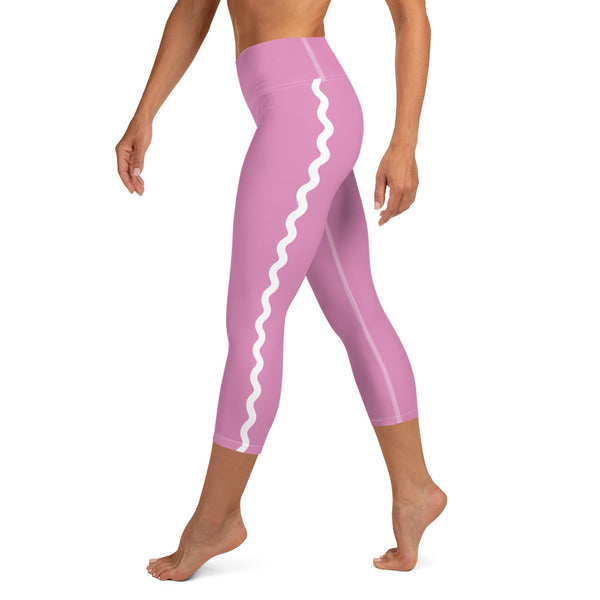 Palm Springs Lilac Ric Rac Scalloped Stripe Yoga Capri Leggings