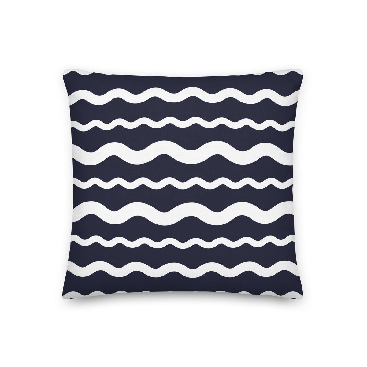Ric Rac Stripe Navy Blue throw pillow in navy by The Happy Fun Shop, photo 6 of 6