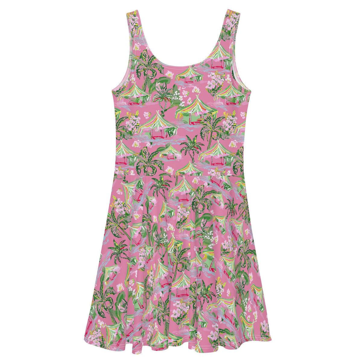 Palm Beach Tiki Hut Coastal Preppy Skater Dress