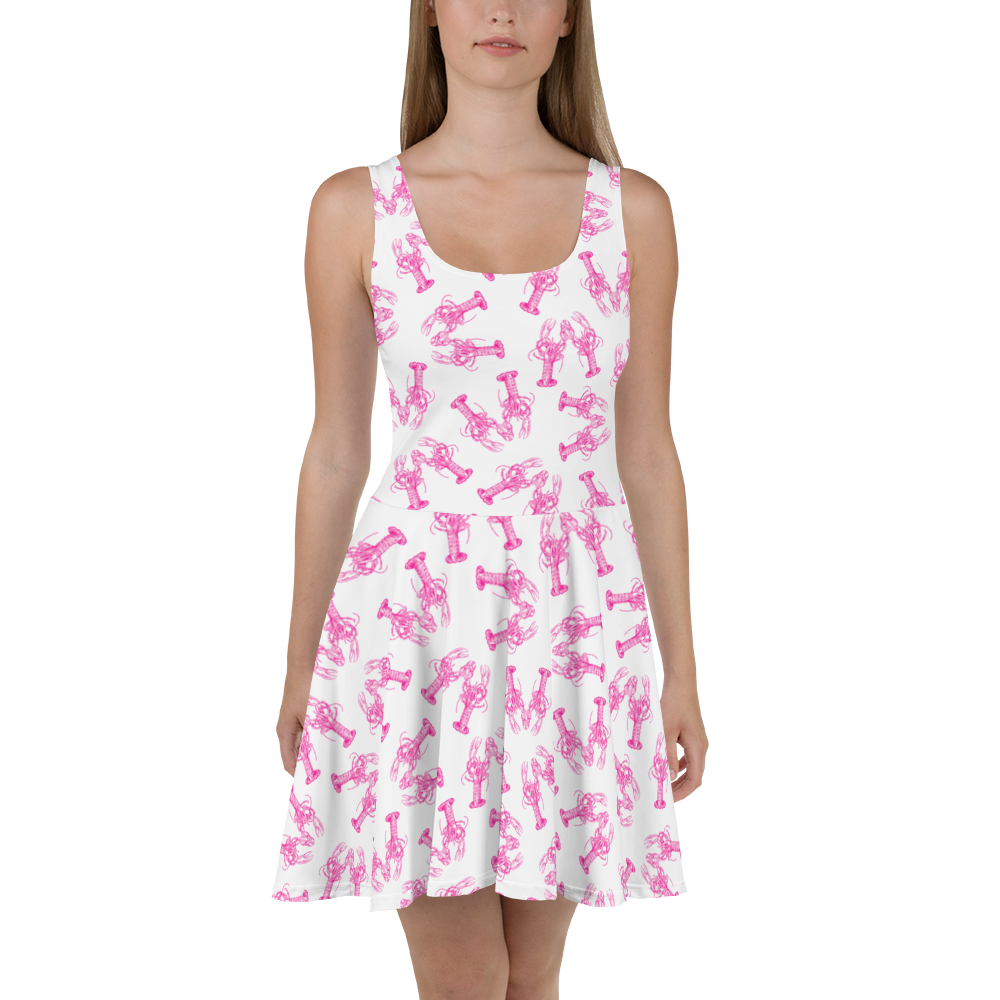 strapless open back dress Lobster Print Midi Dress Smocked Waist Cotton Tea Dress – Ribbon Rouge  Boutiques main image 1