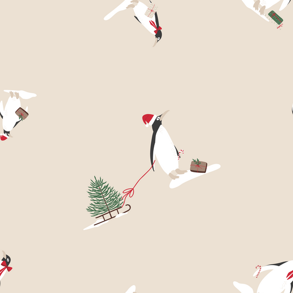 Holiday Penguins long sleeve midi dress