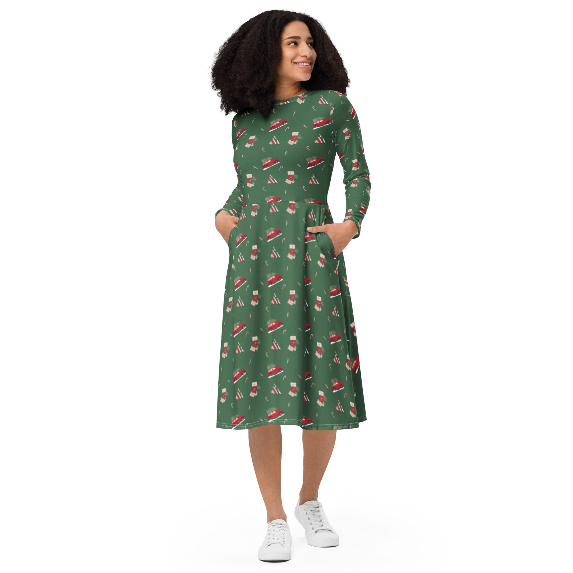 Gifts and Candy Holiday long sleeve midi dress