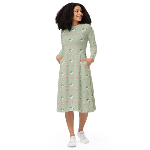Gifts and Candy Holiday long sleeve midi dress