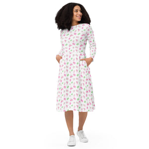 Holiday Presents long sleeve midi dress