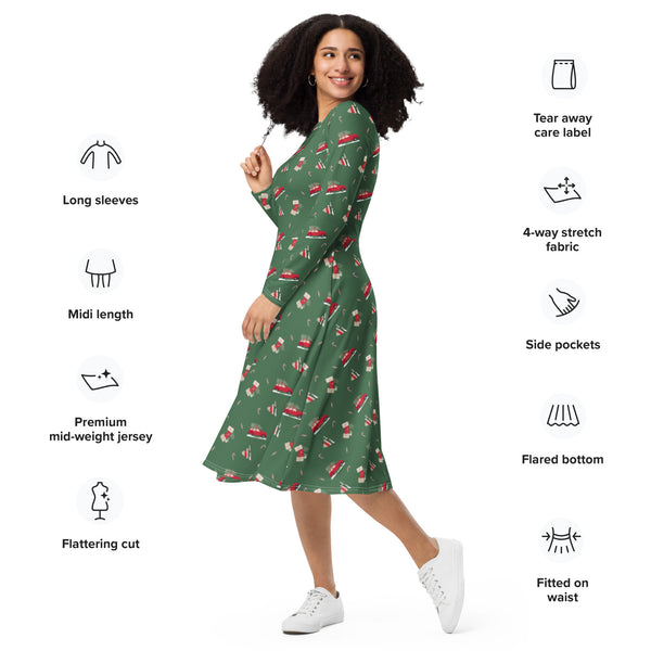 Gifts and Candy Holiday long sleeve midi dress