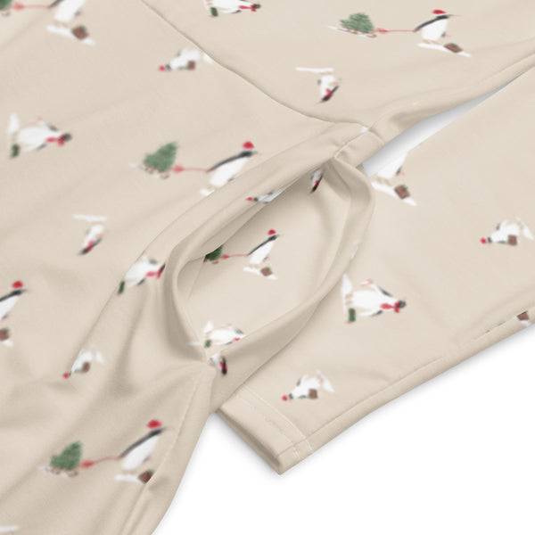 Holiday Penguins long sleeve midi dress