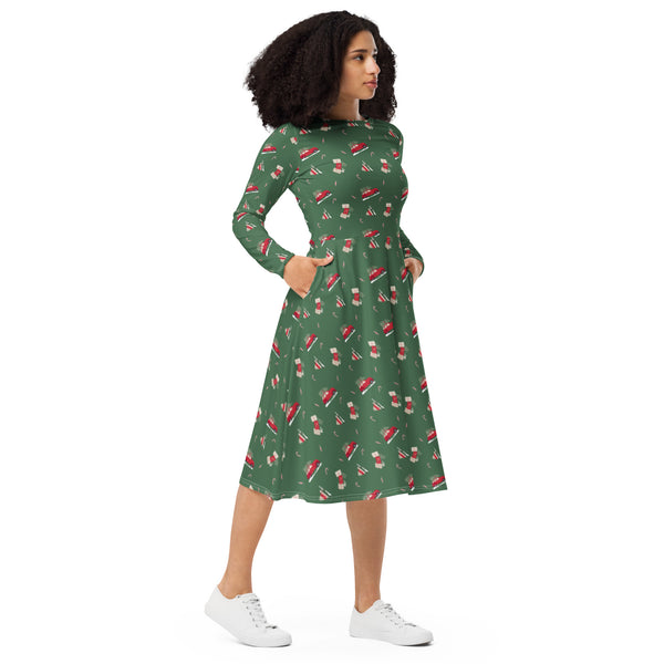 Gifts and Candy Holiday long sleeve midi dress