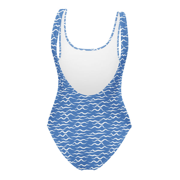 Shark Waves One-Piece Swimsuit Blue