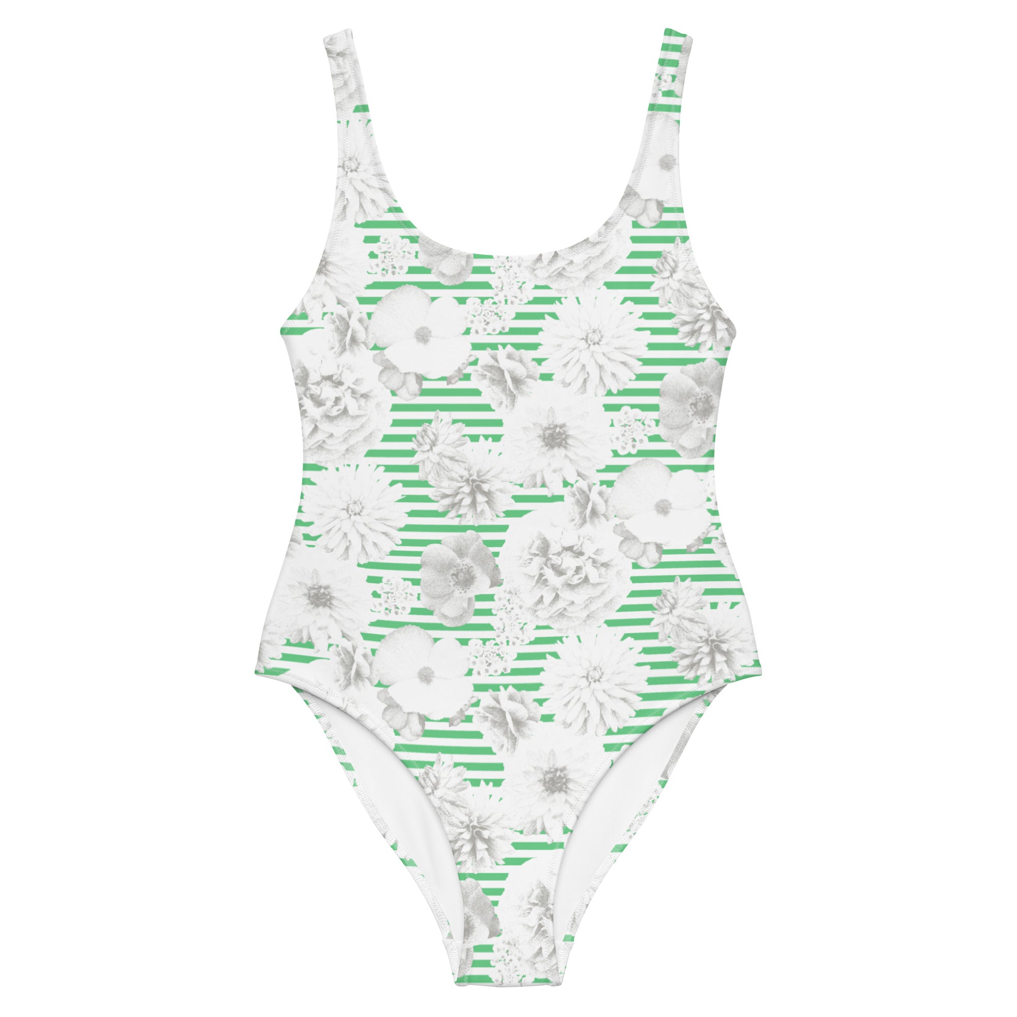 Floral Stripe One-Piece Swimsuit