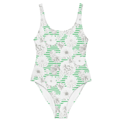 Floral Stripe One-Piece Swimsuit