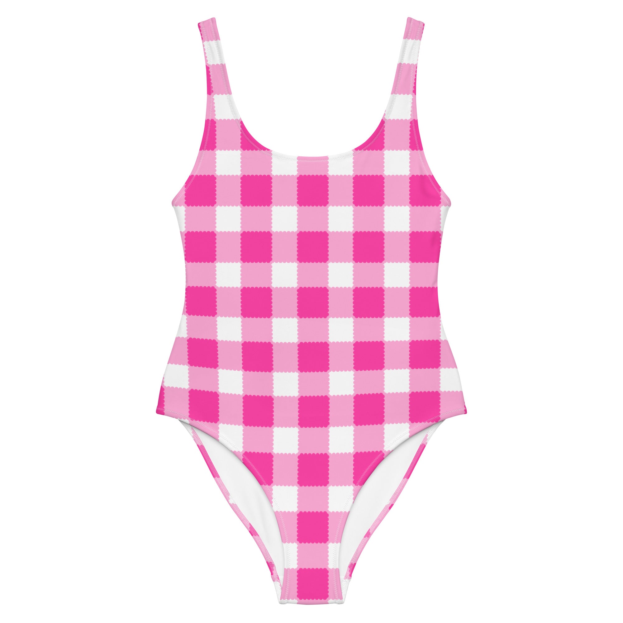 Scalloped Gingham One-Piece Swimsuit