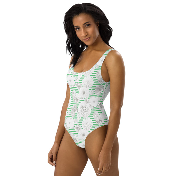 Floral Stripe One-Piece Swimsuit