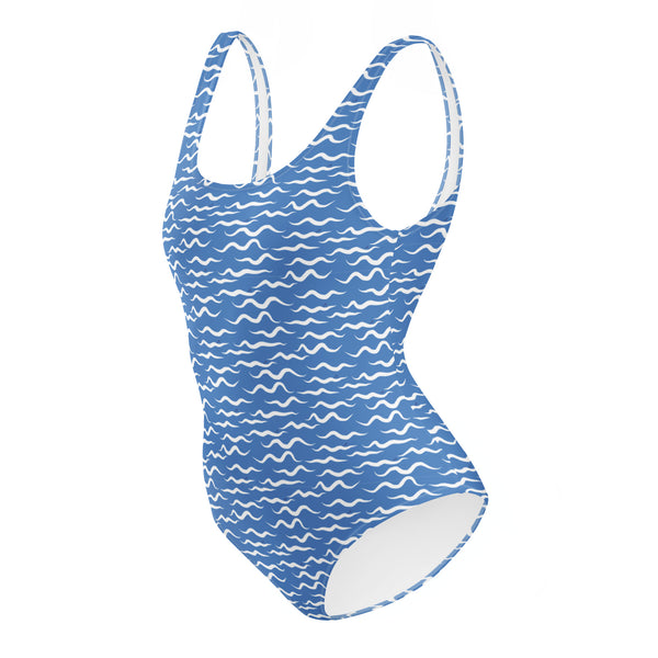 Shark Waves One-Piece Swimsuit Blue