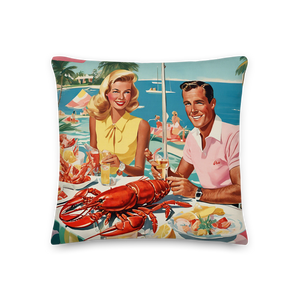 Palm Beach Lobster Luncheon Coastal Preppy Premium Throw Pillow