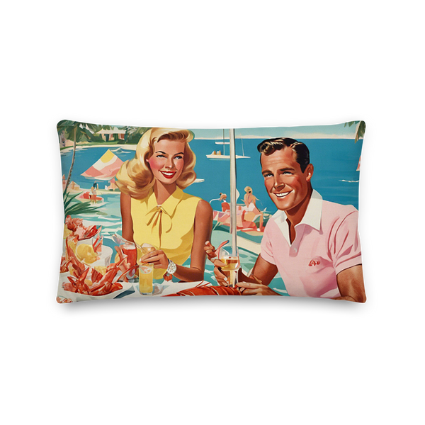 Palm Beach Lobster Luncheon Coastal Preppy Premium Throw Pillow