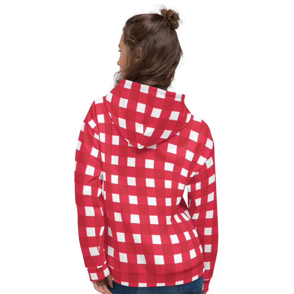 Holiday Scalloped Gingham Check Unisex Hoodie