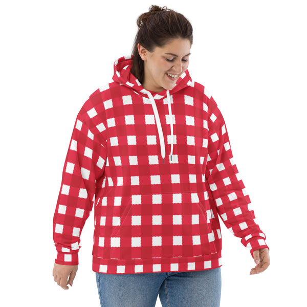 Holiday Scalloped Gingham Check Unisex Hoodie
