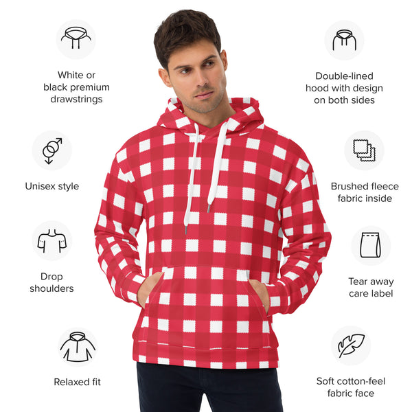Holiday Scalloped Gingham Check Unisex Hoodie
