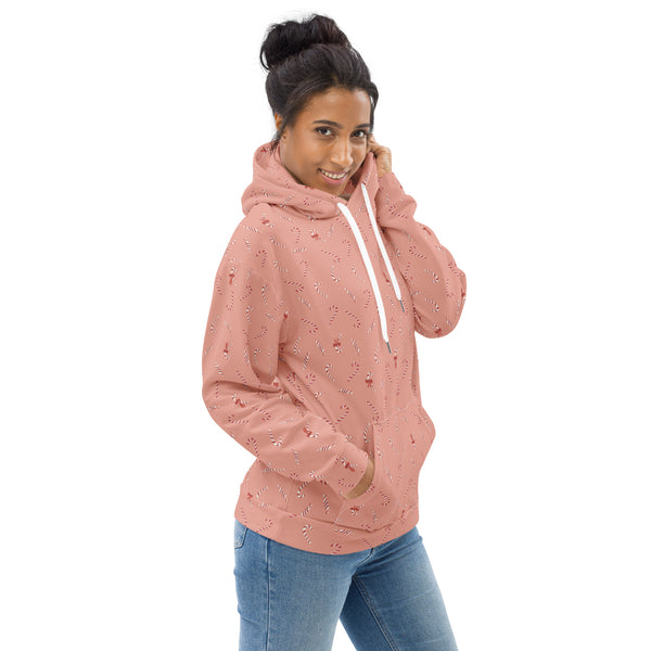 Holiday Candy Cane Bows Recycled Unisex Hoodie