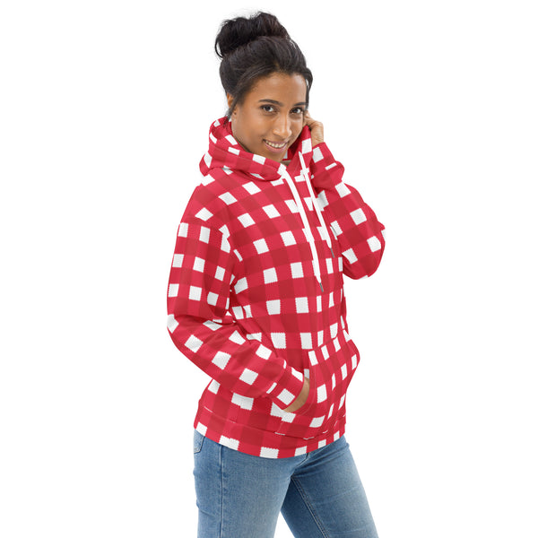 Holiday Scalloped Gingham Check Unisex Hoodie