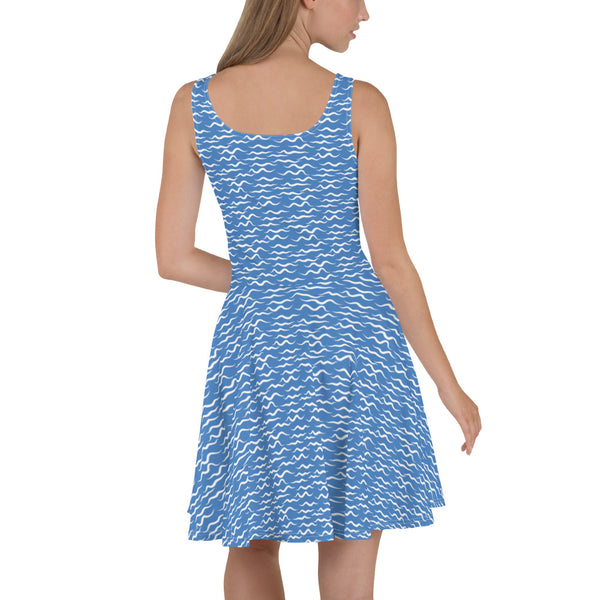 Shark Waves Skater Dress Blue