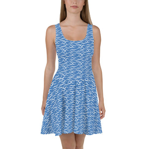 Shark Waves Skater Dress Blue