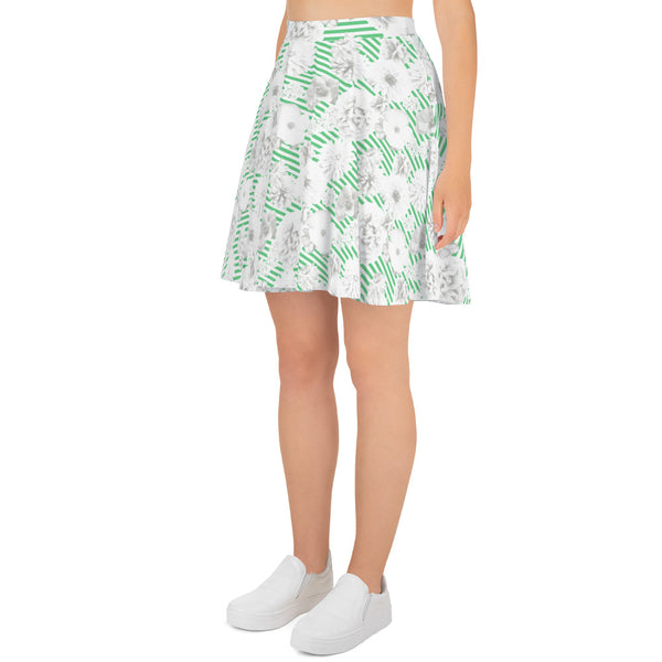 Floral Stripe Skater Skirt