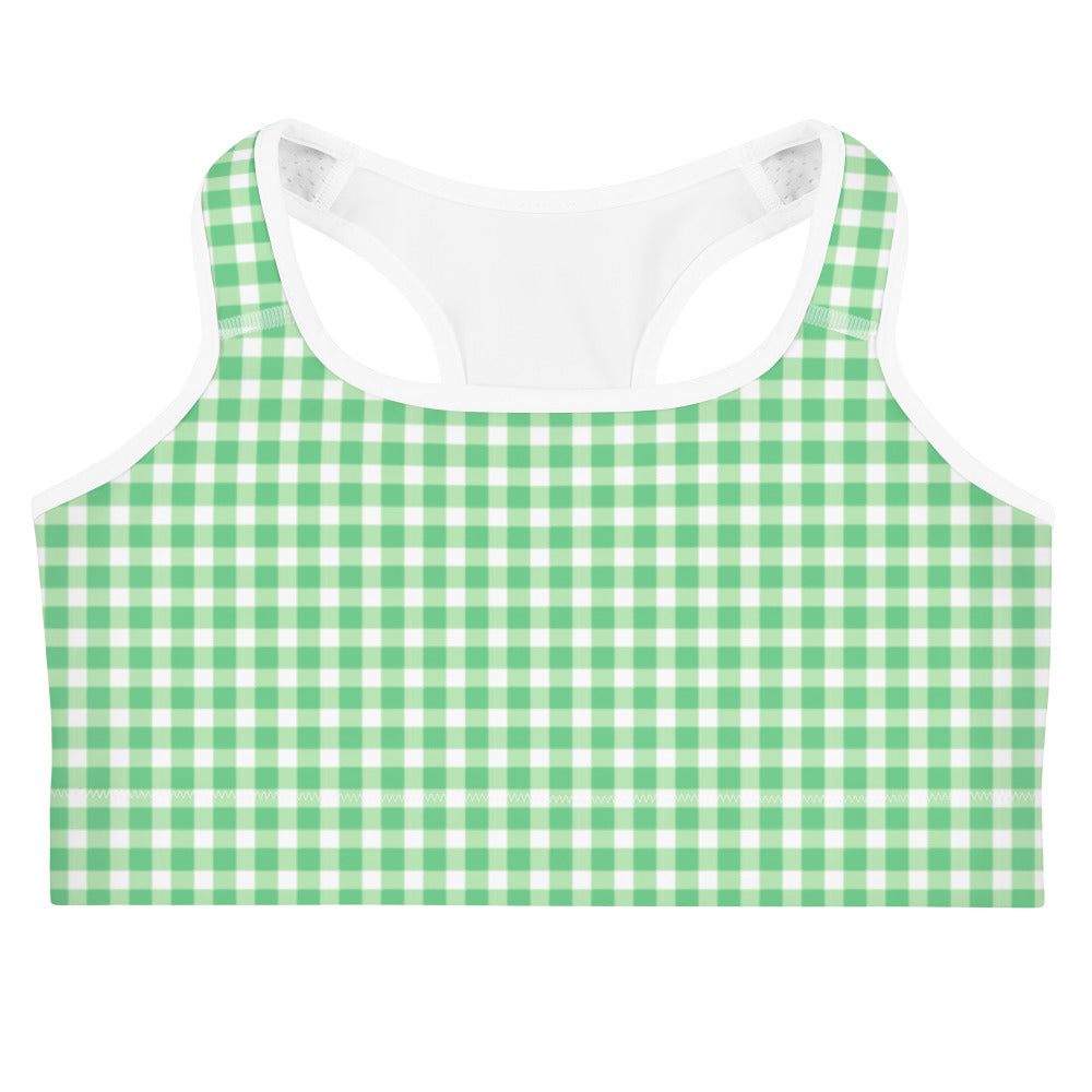 Scalloped Gingham Sports bra Bright Green