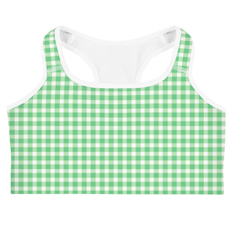 Scalloped Gingham Sports bra Bright Green