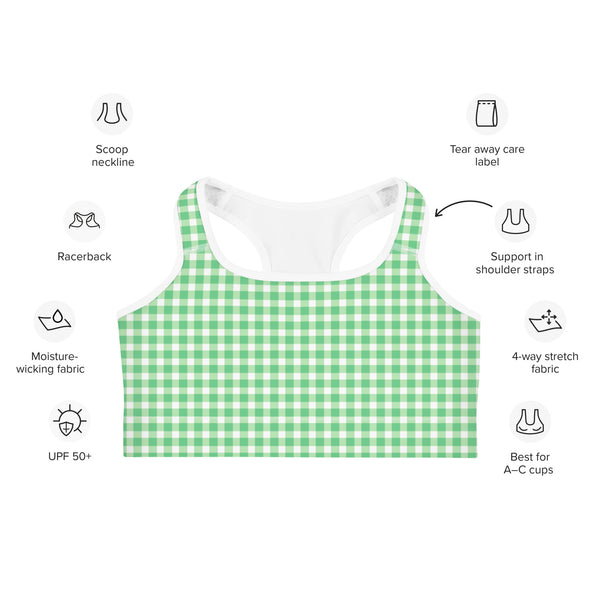 Scalloped Gingham Sports bra Bright Green
