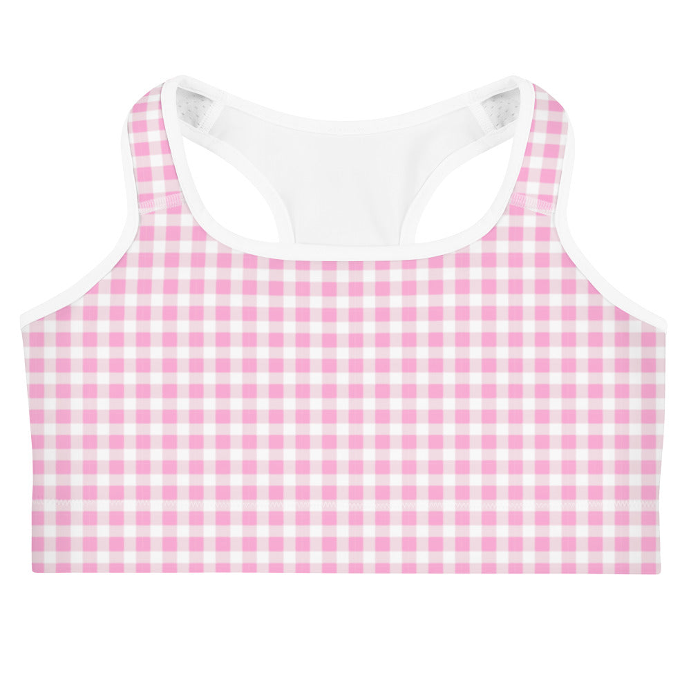 Scalloped Gingham Sports bra Light Pink