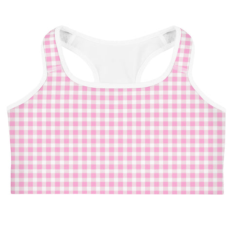 Scalloped Gingham Sports bra Light Pink