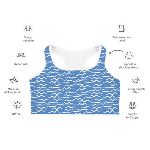 Shark Waves Sports bra Blue