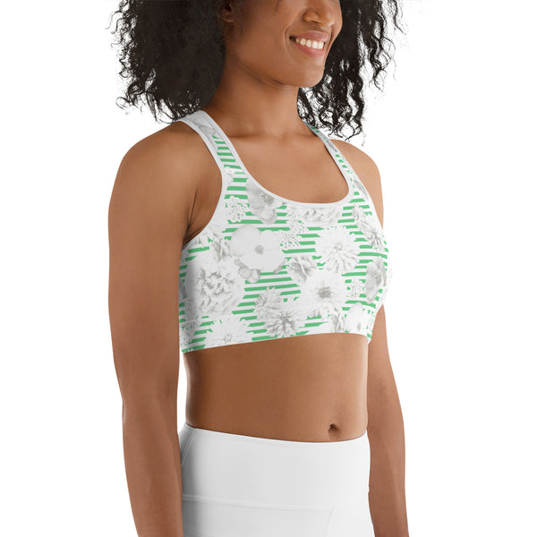 Floral Stripe Sports bra