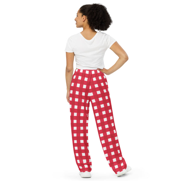 Holiday Scalloped Gingham unisex wide-leg pants