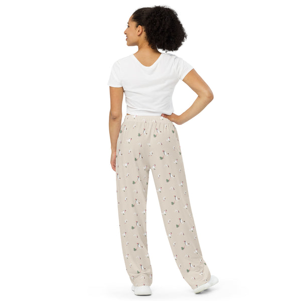 Holiday Penguins unisex wide-leg pants