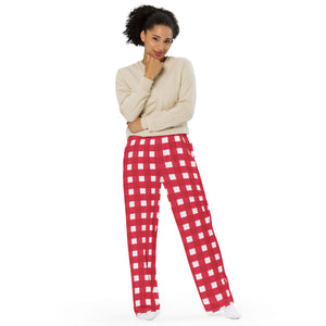 Holiday Scalloped Gingham unisex wide-leg pants