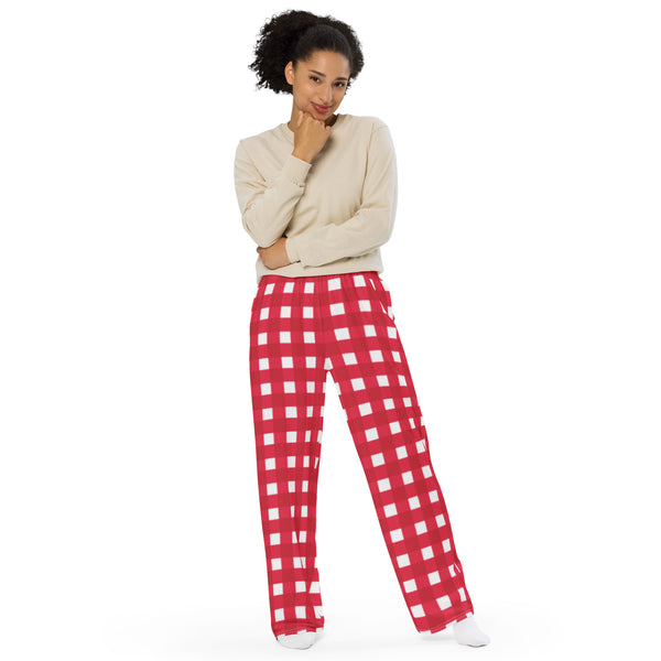 Holiday Scalloped Gingham unisex wide-leg pants
