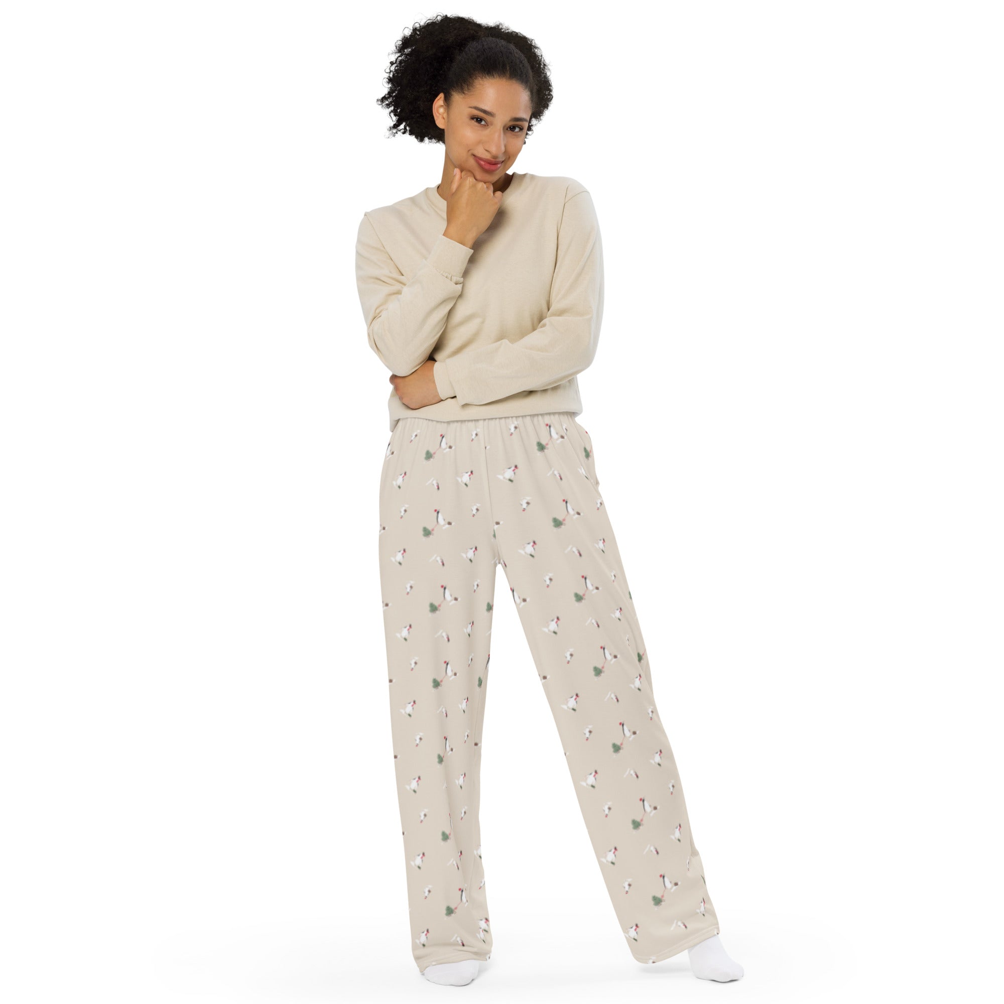 Holiday Penguins unisex wide-leg pants