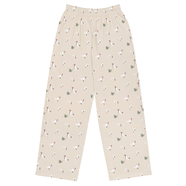 Holiday Penguins unisex wide-leg pants