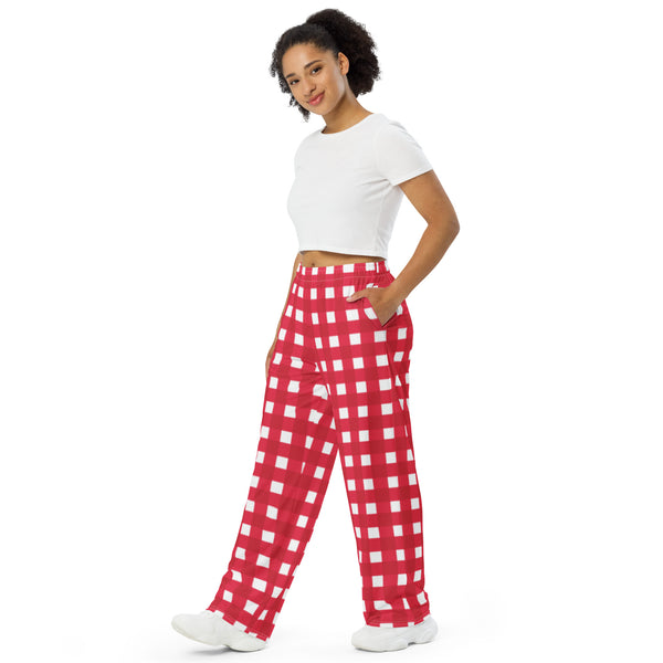 Holiday Scalloped Gingham unisex wide-leg pants