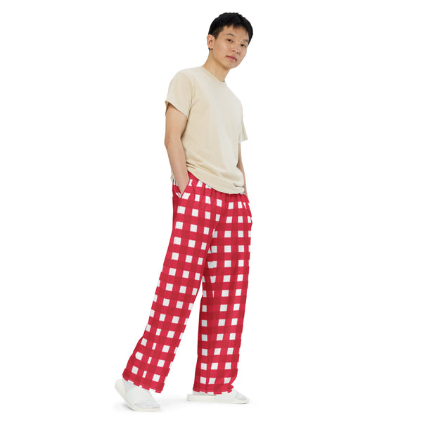 Holiday Scalloped Gingham unisex wide-leg pants