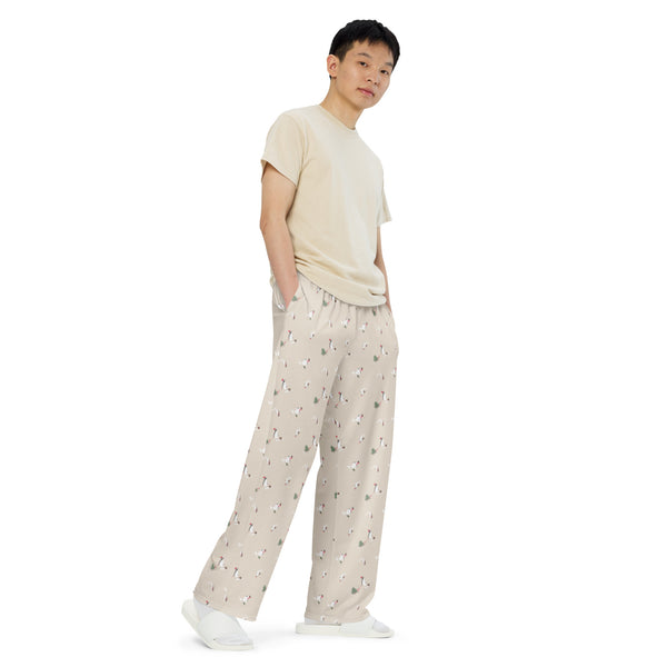 Holiday Penguins unisex wide-leg pants