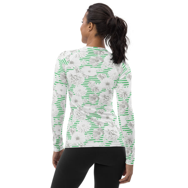 Floral Stripe Women's Rash Guard