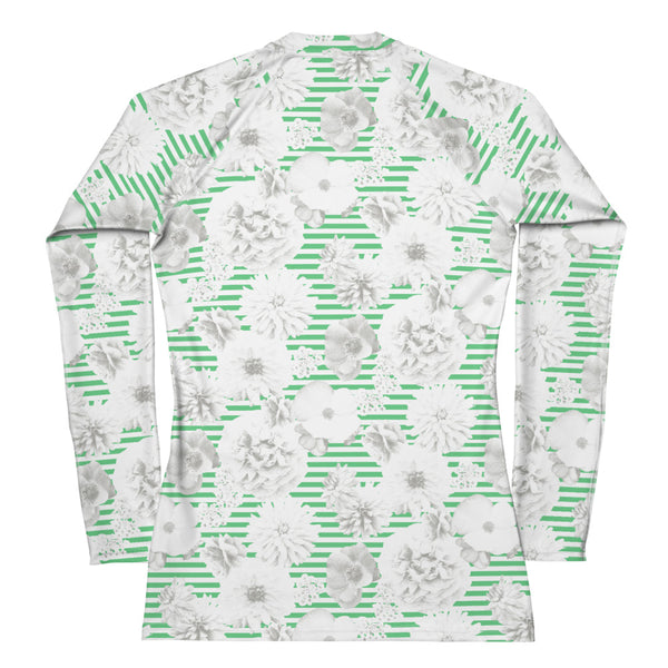 Floral Stripe Women's Rash Guard