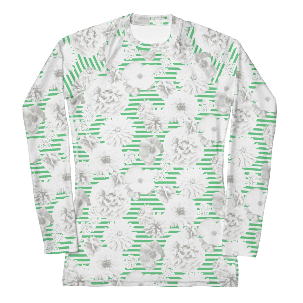 Floral Stripe Women's Rash Guard