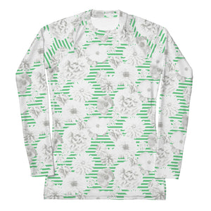 Floral Stripe Women's Rash Guard