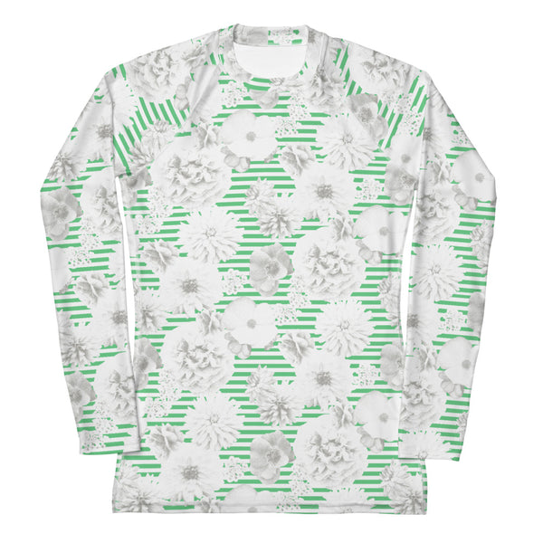 Floral Stripe Women's Rash Guard