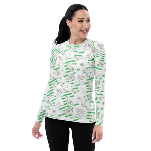 Floral Stripe Women's Rash Guard