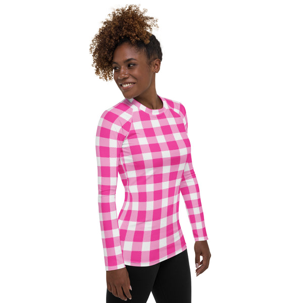 Scalloped Gingham Women's Rash Guard